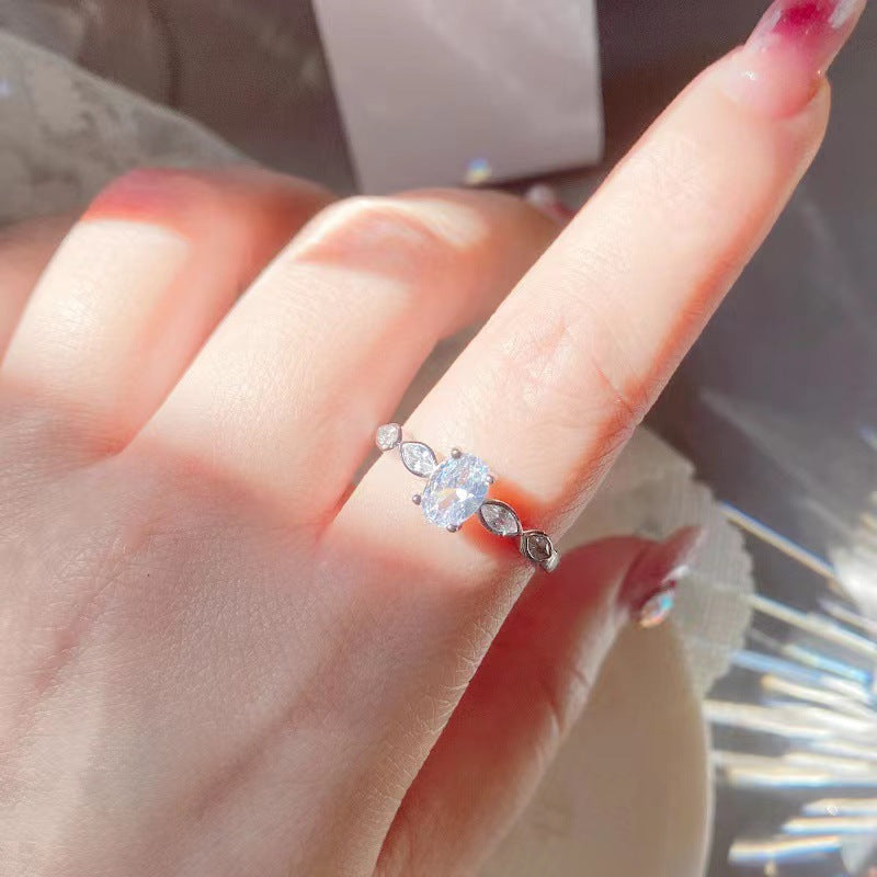Wholesale Small Goose Egg Shining Wedding Adjustable Ring