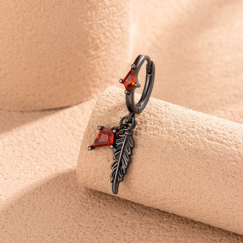 Wholesale Feather diamond zircon couple earrings