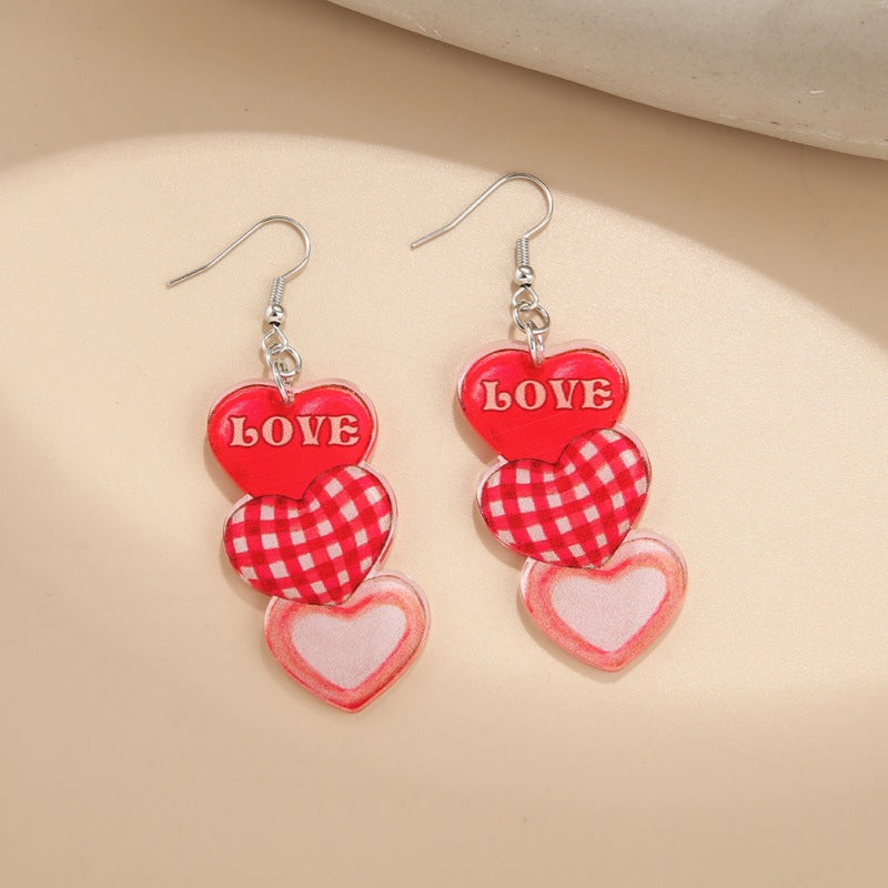 Wholesale Valentine's Day acrylic plate Red Love earrings