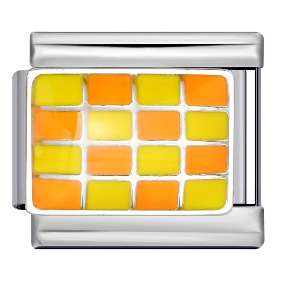 Wholesale Italian Charm Bracelet 9mm DIY colorful checkerboard Creative Stainless Steel Composable Bracelet