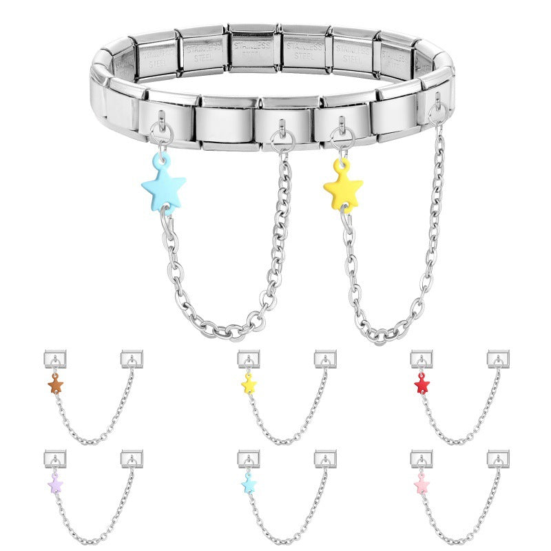 Wholesale Italian Charm Bracelet 9mm DIY Splicing Double Pendant Stainless Steel Composable Bracelet
