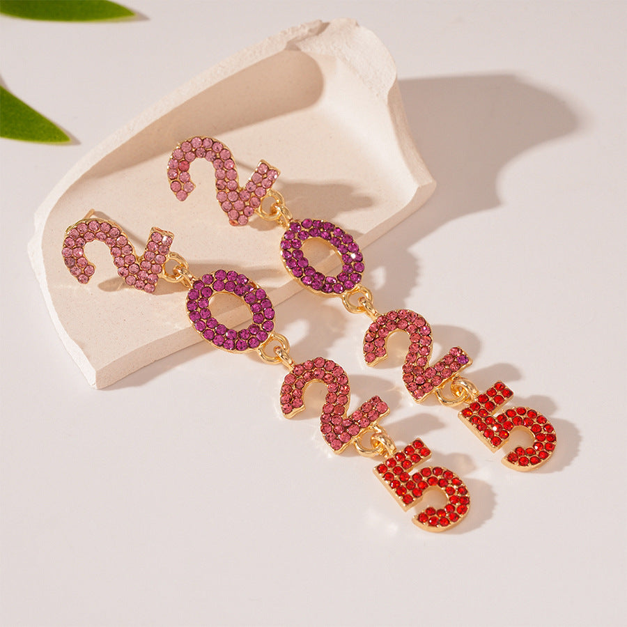 Wholesale Light Luxury Style Diamond Number Earrings ACC-ES-JingQiao008