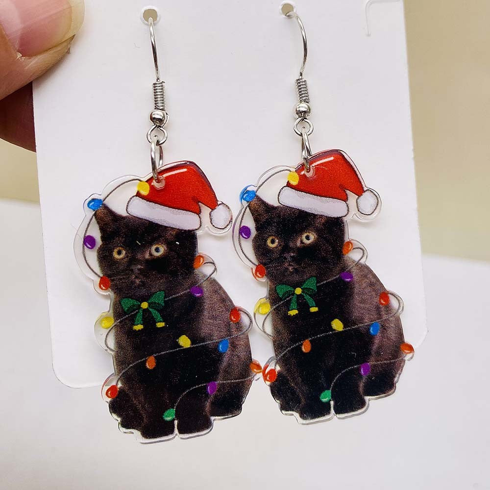 Wholesale Christmas Acrylic Colorful Elk Earrings