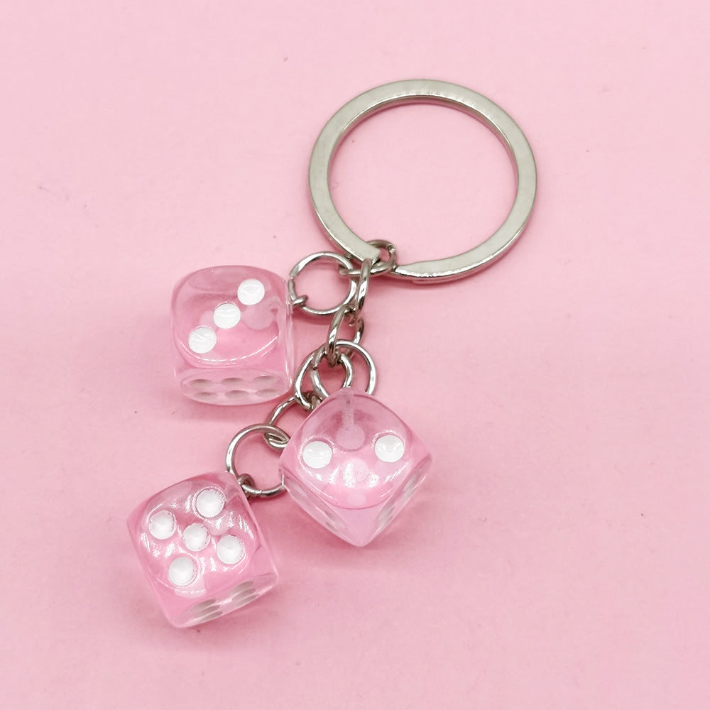 Wholesale Color Dice Keychain Pendant Resin Gift School Bag Pendant ACC-KC-DY003