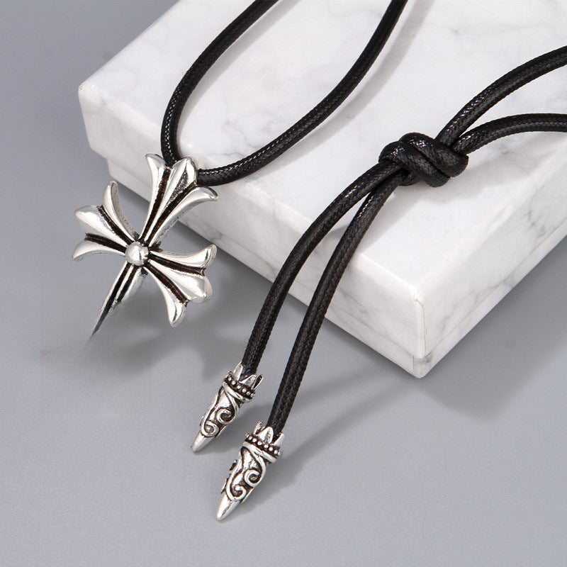 Wholesale Snake Snake Cross Wax Rope Leather Rope Necklace