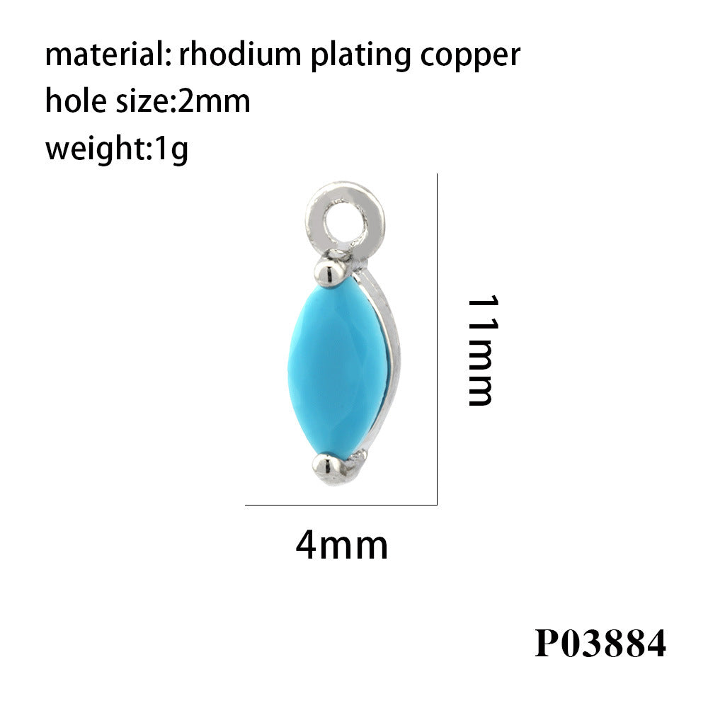 Wholesale 18K gold-plated micro-inlaid zircon colorful geometric marquise pendant