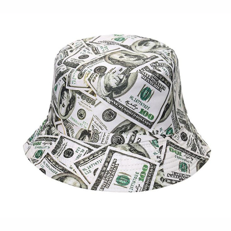 Wholesale  US dollar printed basin hat  protection sun hat bucket hat