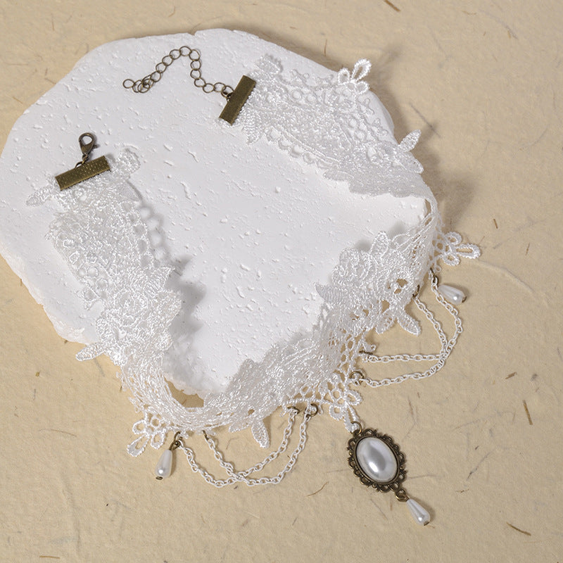 Wholesale Exaggerated Creative Cross White Lace Necklace