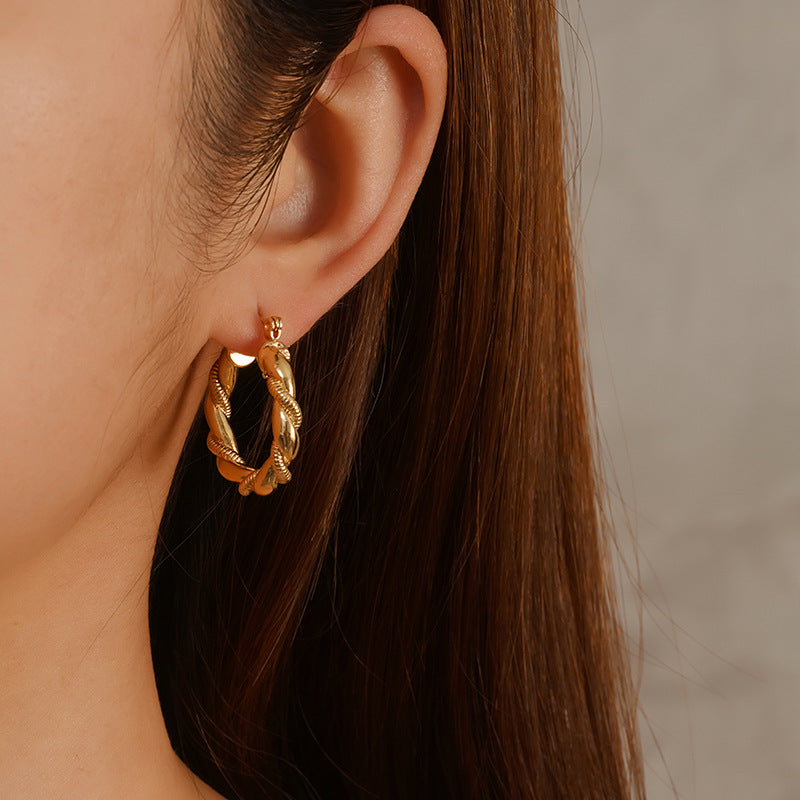 Wholesale Stainless Steel Earrings All-match Women's Round Wrap Earrings