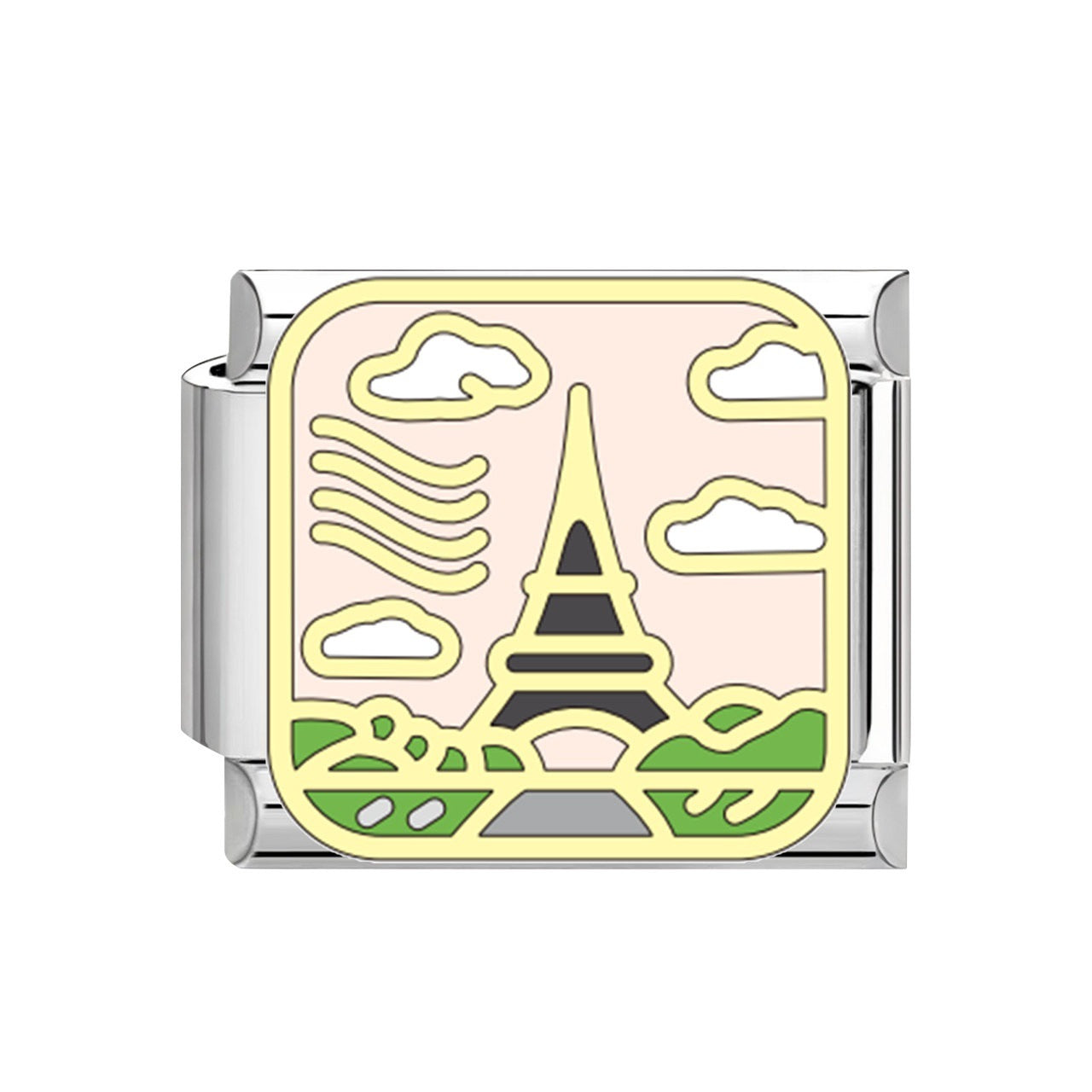 Wholesale Creative DIY Italian-style modular bracelet charm featuring travel landmark designs in stainless steel