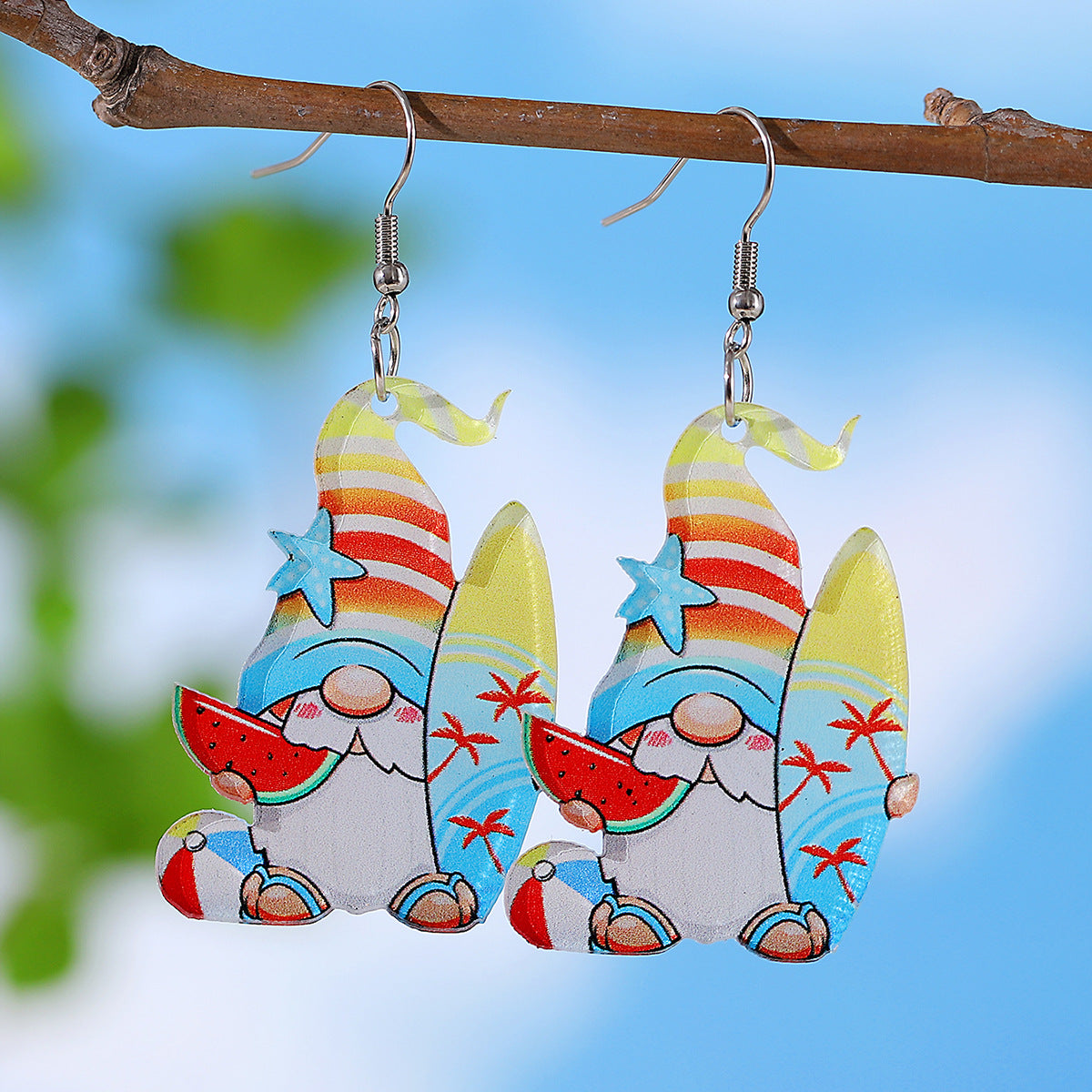 Wholesale Holiday style colorful sun watermelon juice acrylic letter earrings