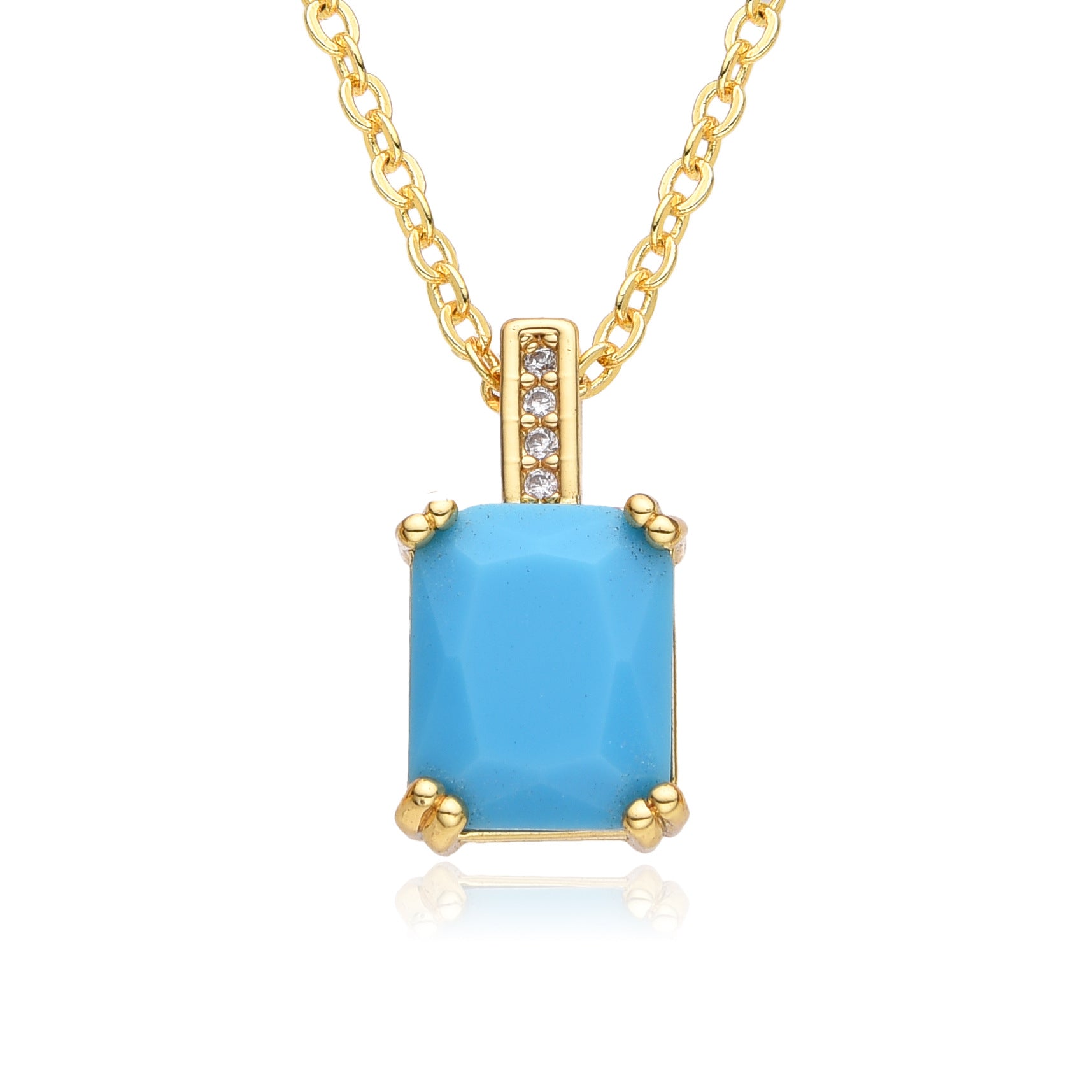 Wholesale Square zircon necklace  simple clavicle chain light luxury clavicle chain