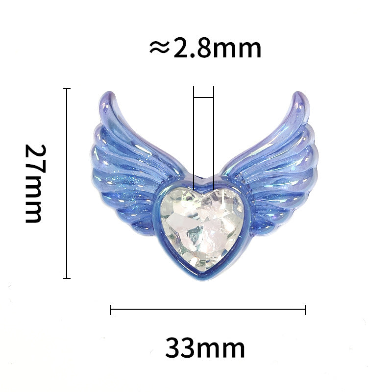 Wholesale 50pcs Luminous LUCK Angel Wings Love Diamond Inlaid Acrylic Beads Diy Accessories ACC-BDS-BLG087