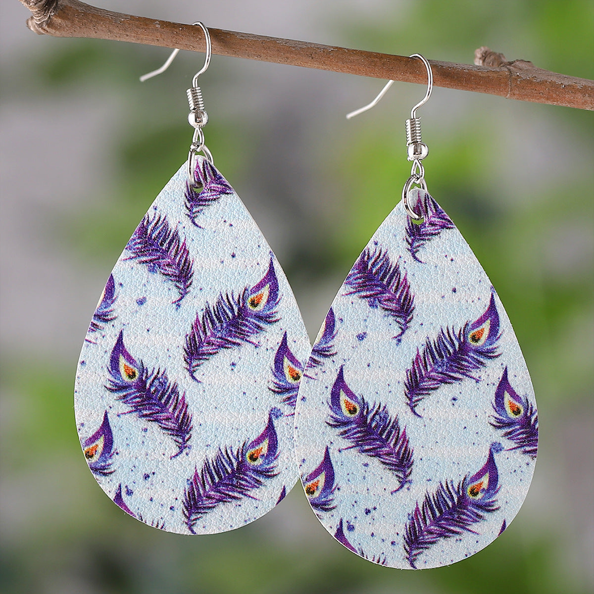 Wholesale Leaves Flowers Leopard Feather Earrings