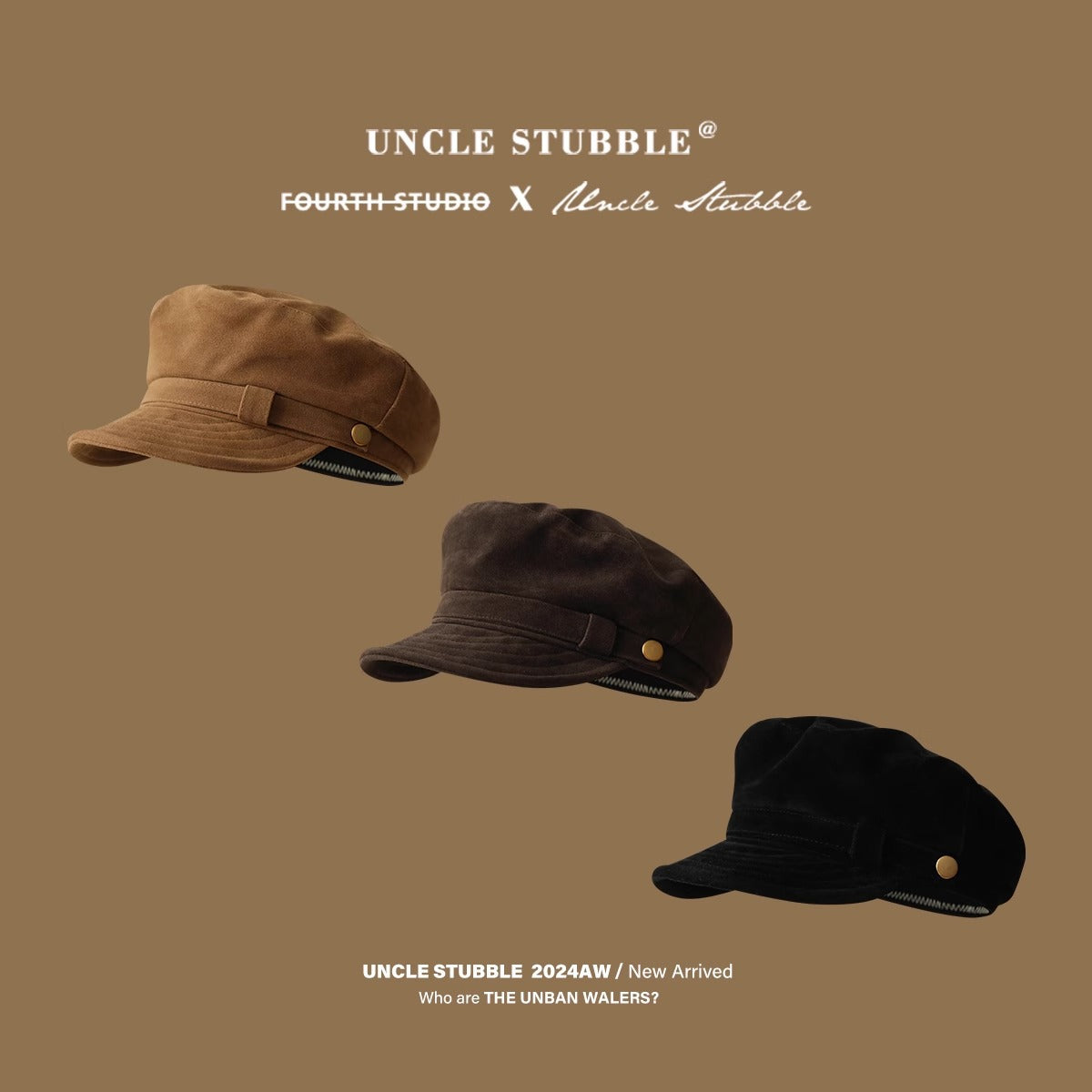 Wholesale retro British style flat top navy hat octagonal hat