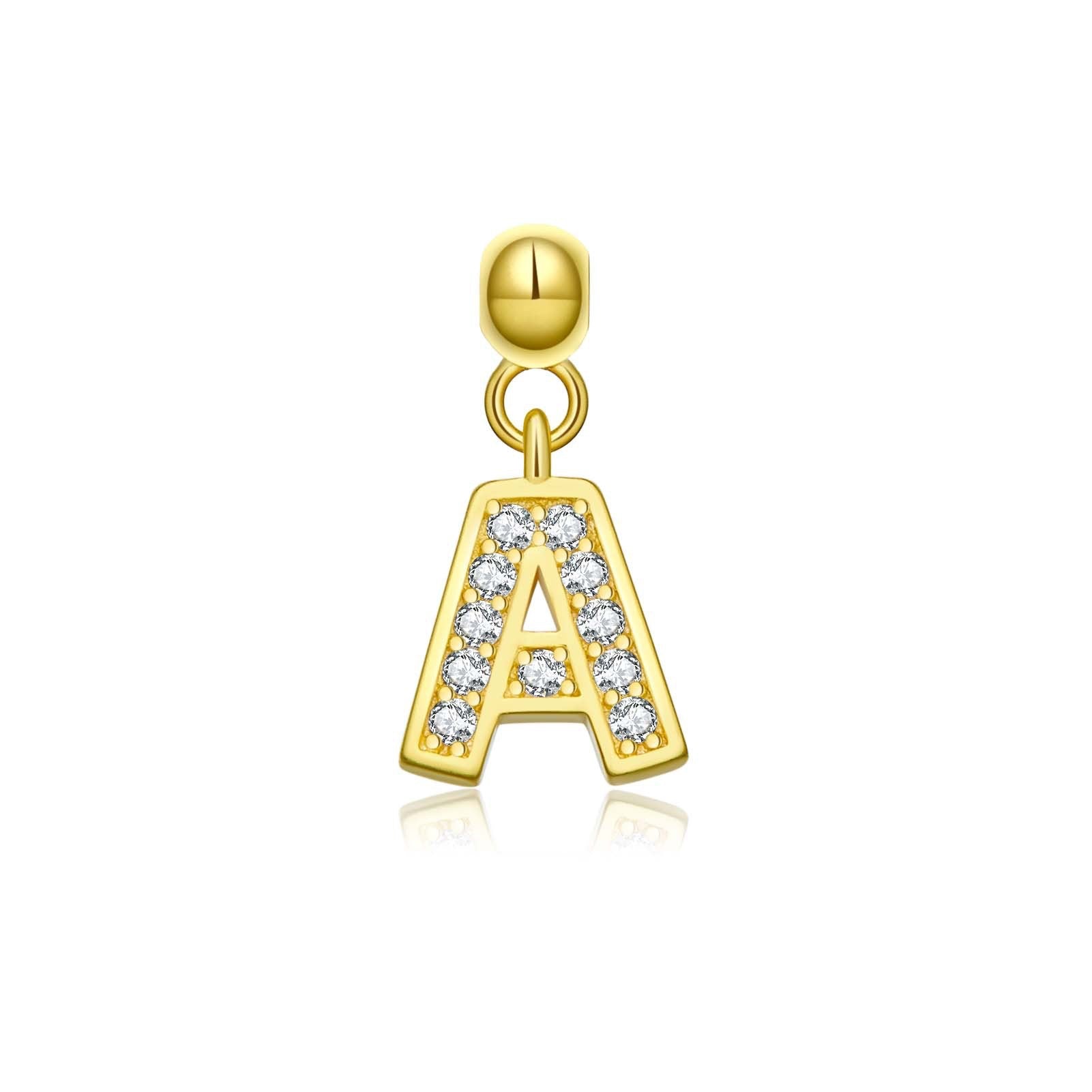 Wholesale 5pcs/pack letter necklace bracelet Gold Plated Charms