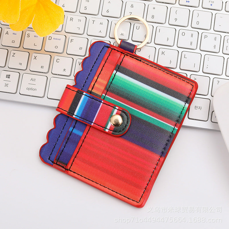 Wholesale Western Style Aztec Tie Dye Camouflage Plaid Leopard Print PU Pickup Bag Keychain ACC-KC-MiQiu001