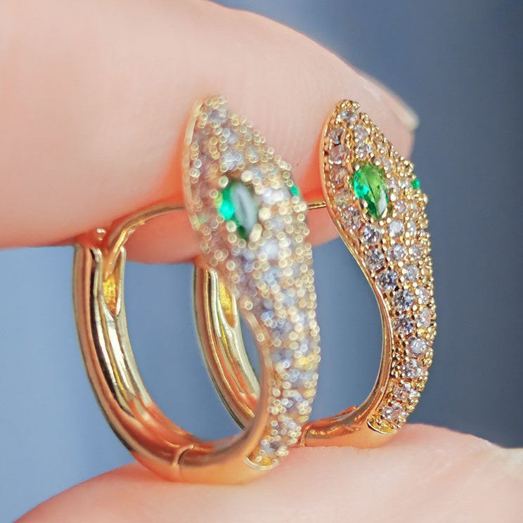 Wholesale light luxury snake-shaped micro-inlaid zircon earrings