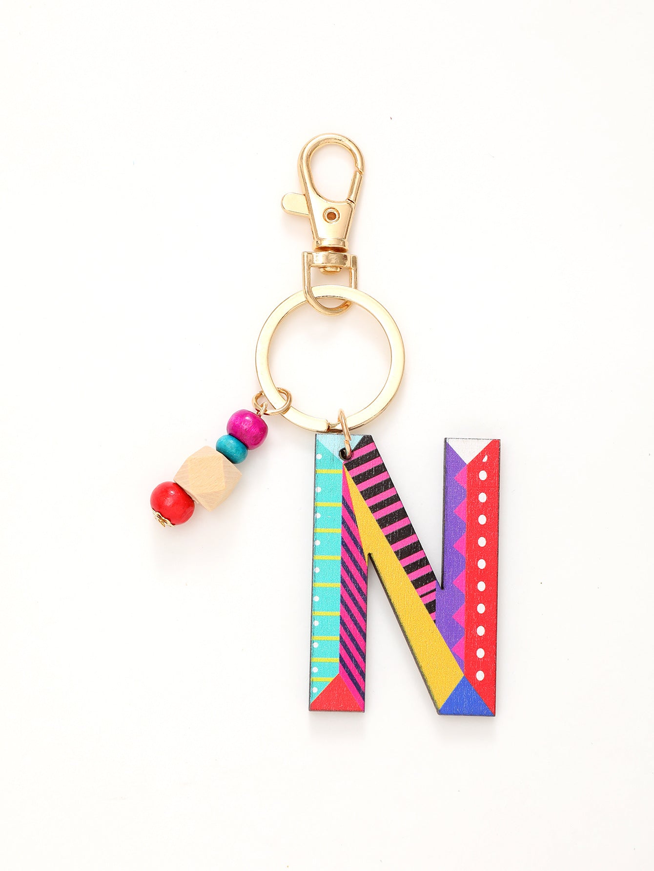Wholesale Trendy Alphabet Bead Keychain Wooden Car Key Accessory Gift Boutique Resale
