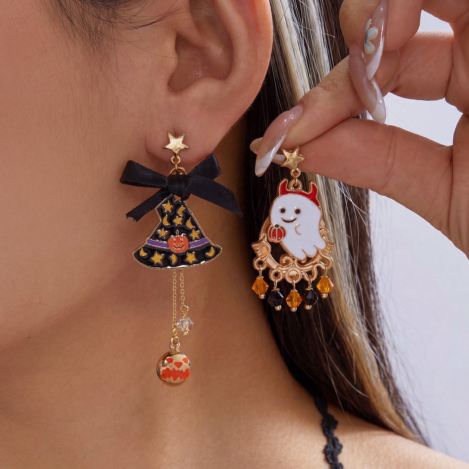 Wholesale  Ghost Cat Earrings Cartoon Stud Earrings Alloy Jewelry Accessory