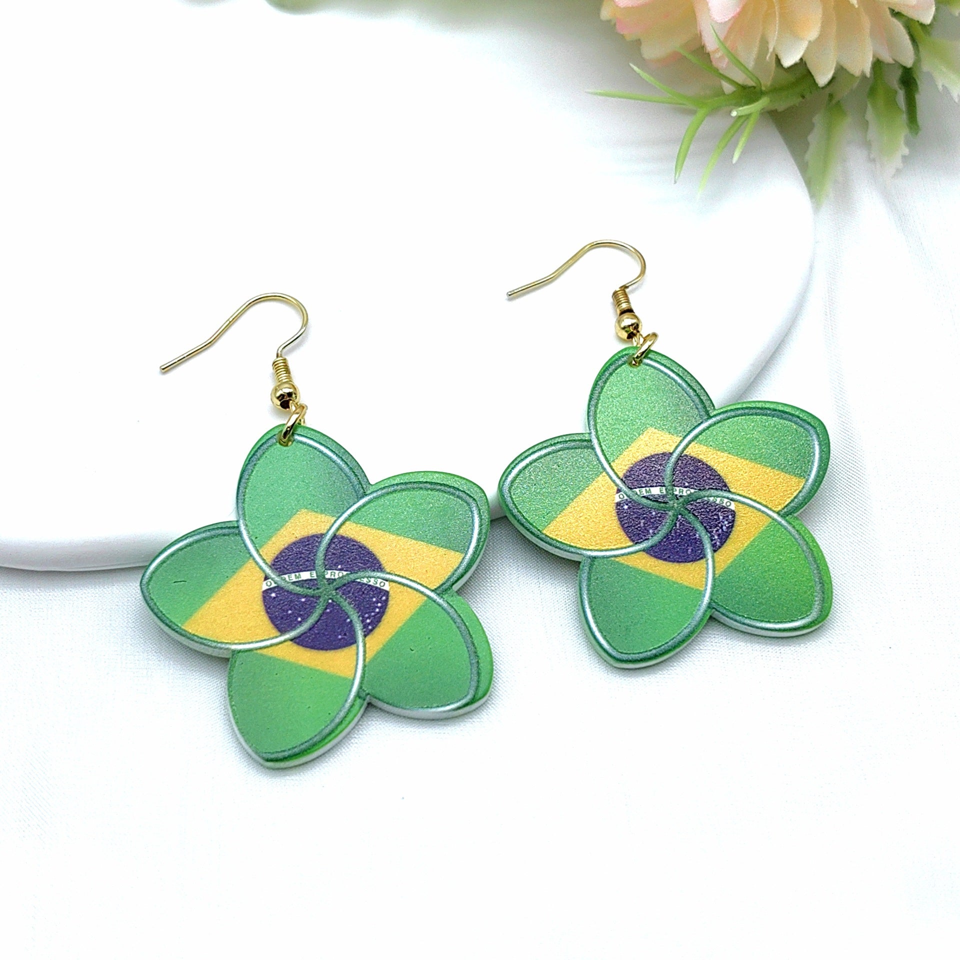 Wholesale National Flag Color Acrylic Independence Day Earrings ACC-ES-Xizhao018