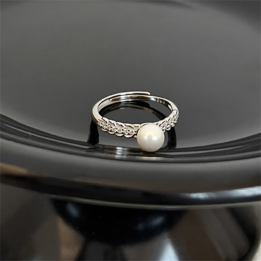 Wholesale 925 Silver Vintage Pearl Bow Plain Ring ACC-RS-Yues004