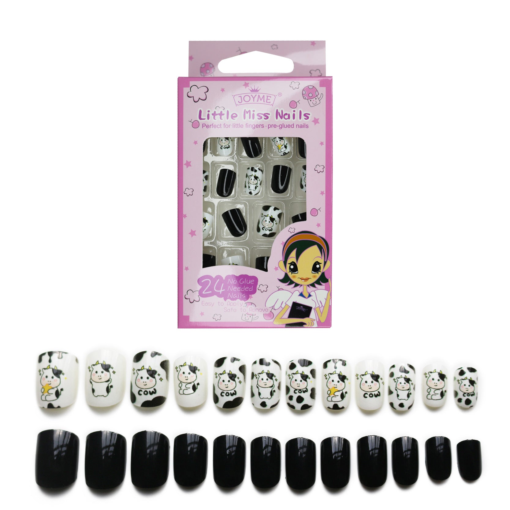 Wholesale Children's Press on Nails Kits 24 Solid Color Back Glue Nail Art Pieces ACC-NS-XKQ004