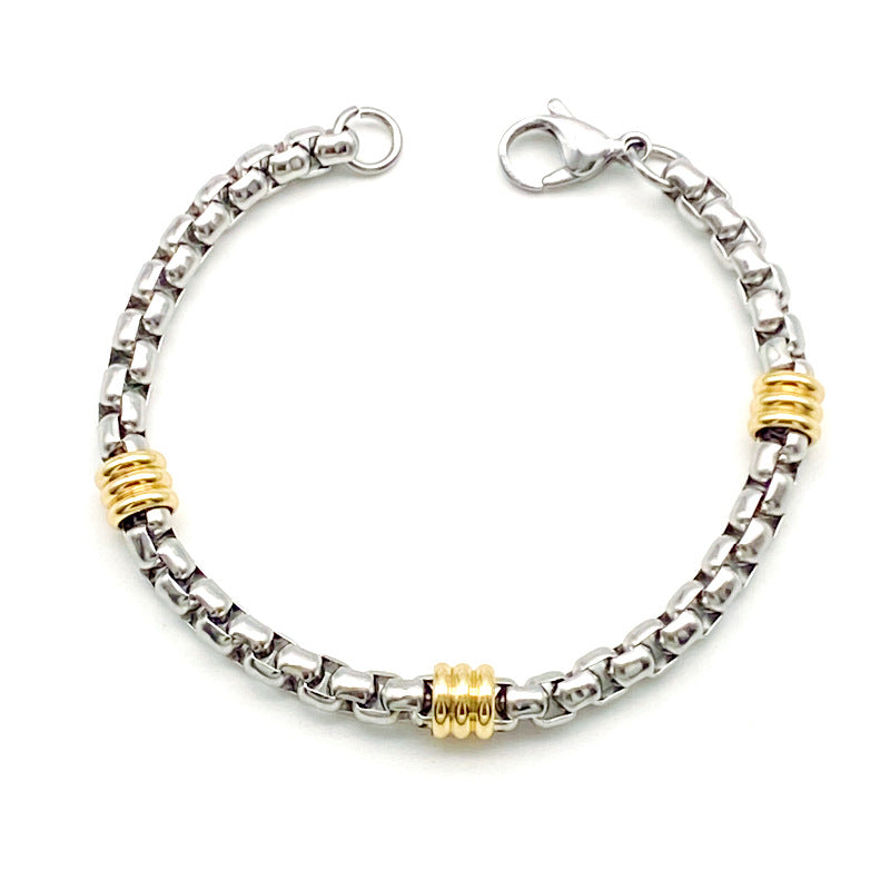 Wholesale Bold Chain Gold-Plated Stainless Steel Pearl Bracelet and Necklace Set Fashion Accessory Boutique Resale