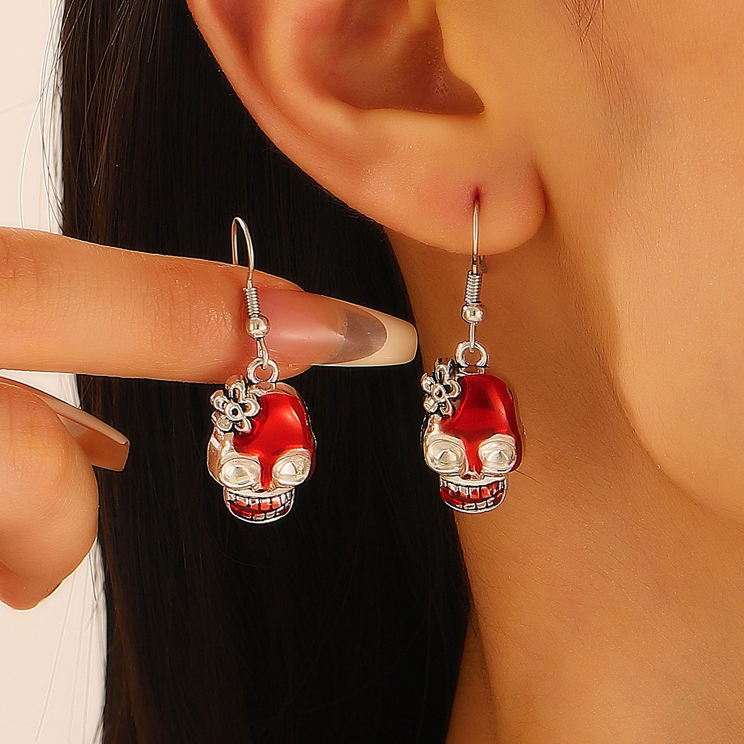 Wholesale Alloy Gothic Earrings  Skull Heart Vintage Silver Finish Jewelry Accessory