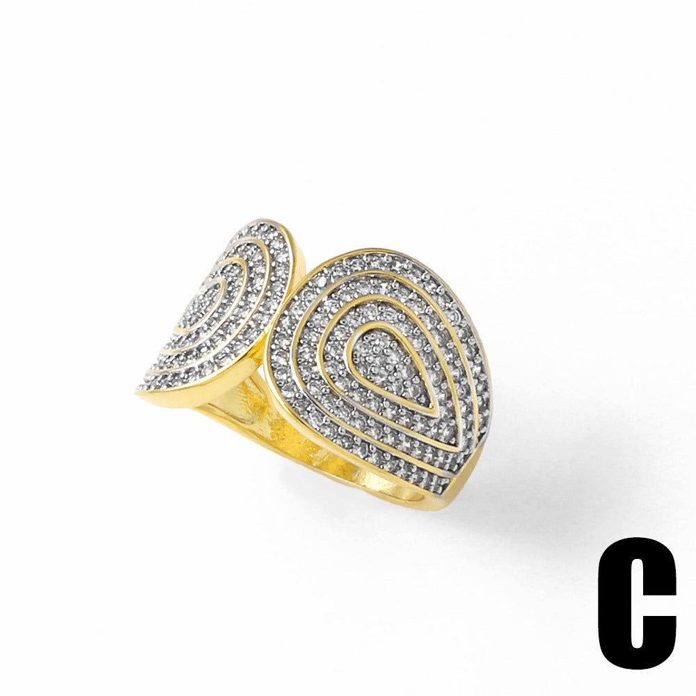 Wholesale cross two-color irregular opening copper plated 18k gold ring