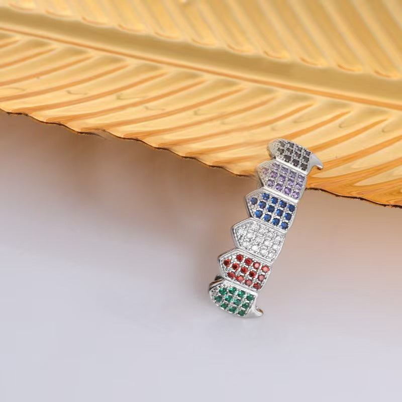 Wholesale Modern Hip-Hop Tooth Grills Gold Plated Alloy Colorful Zirconia Fashion Accessory for Resale