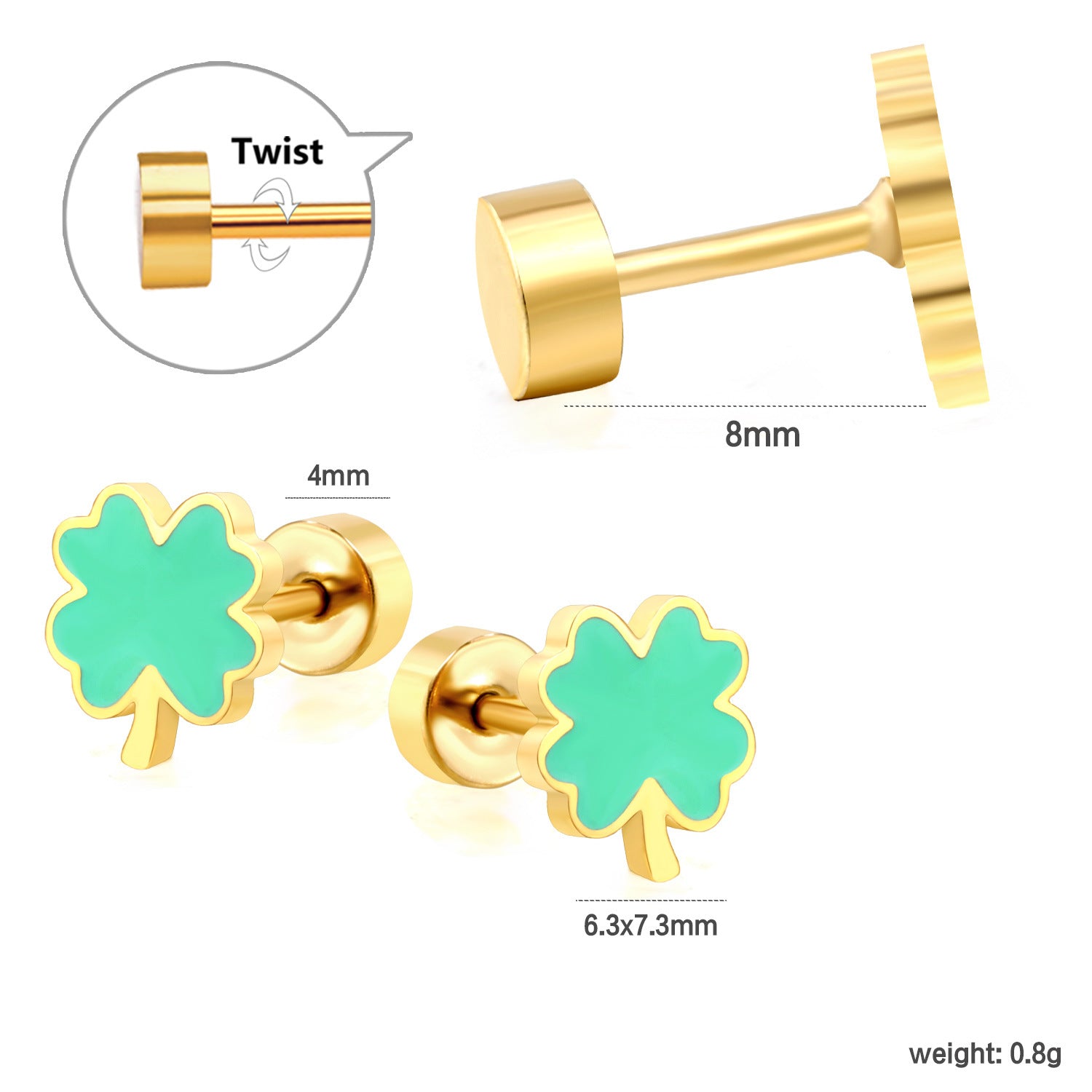 Wholesale Cute Bow Rainbow Screw Stud Earrings Stainless Steel Fashion Jewelry Gift for Women