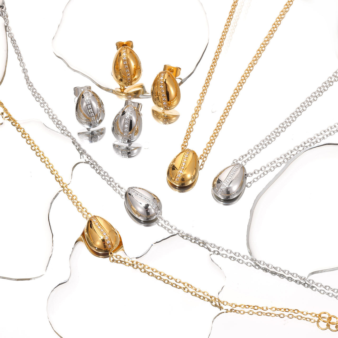 Wholesale Stylish  Minimalist  Versatile and Commuter-Friendly  titanium steel Earring Bracelet Necklace Jewelry Set