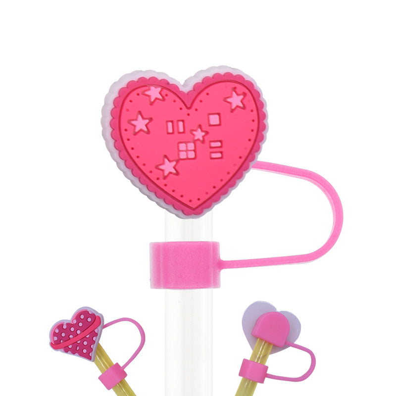 Wholesale Random 100pcs Cartoon Heart Straw Cover Straw Tube Cap