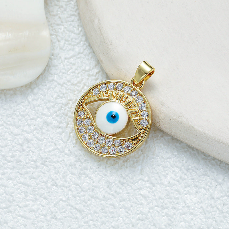 Wholesale Gold Plated Copper Eye Pendant Necklace with Zircon - Trendy Jewelry Accessory for Women