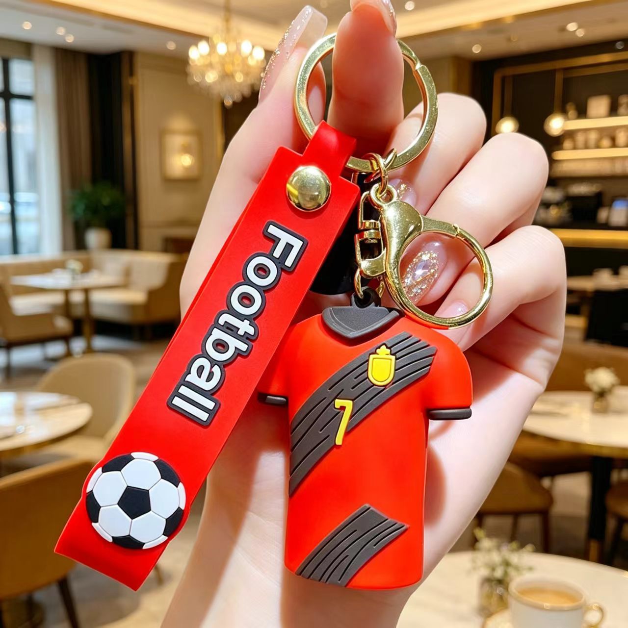 Wholesale # 10 Football Jersey Keychain - Pink PVC Decorative Car Key Accessory for Party Gifts or Resale