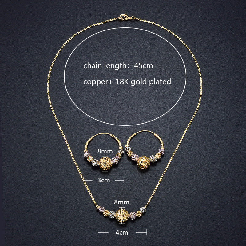 Wholesale Colorful Hollow Round Beads Necklace Earrings Set ACC-NE-MoCai001