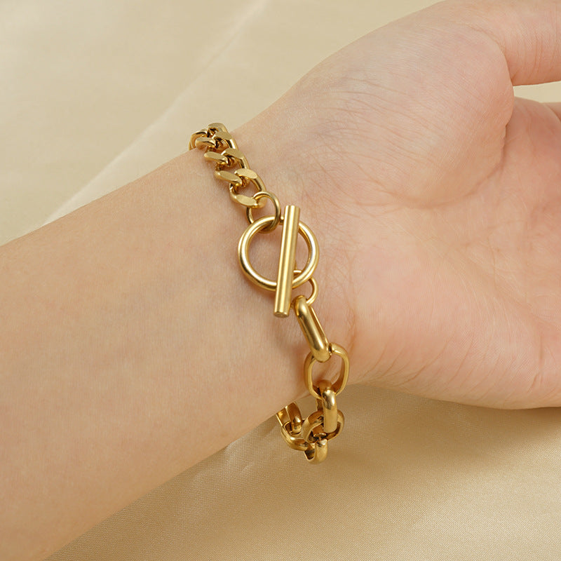 Wholesale Stainless Steel Light Luxury Round Bracelet ACC-BT-ZhongXin002