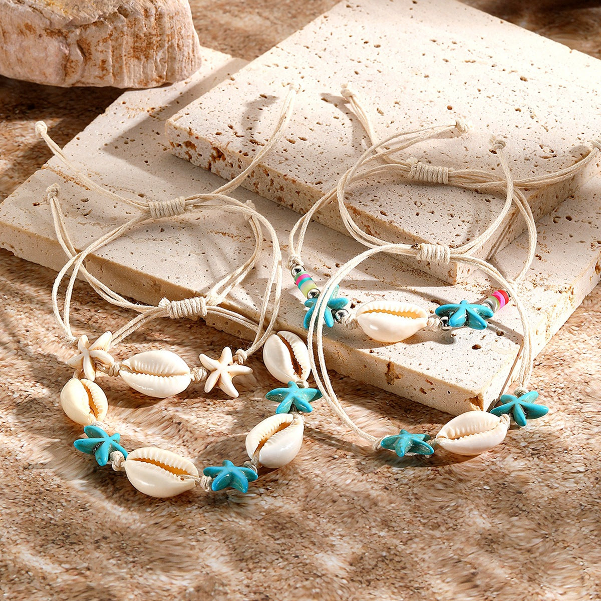 Wholesale  Summer Ocean Style Bracelet Shell Starfish Turtle Woven Bracelet
