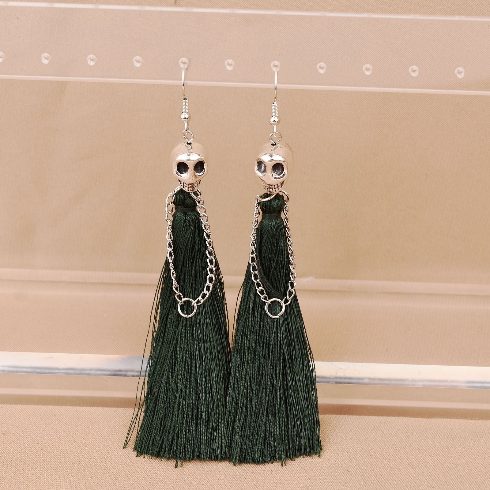 Wholesale Halloween Skull Tassel Earrings ACC-ES-Xunt006