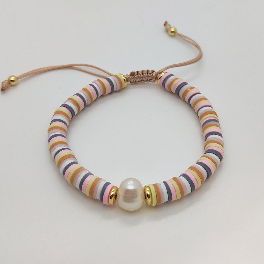 Wholesale bohemian beach style colorful soft clay beaded bracelet ACC-BT-Qiqi003
