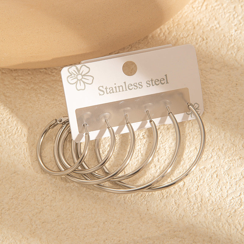 Wholesale Light Luxury Star Hoop Earrings for Women - Titanium Steel Electroplated,  Boutique Resale