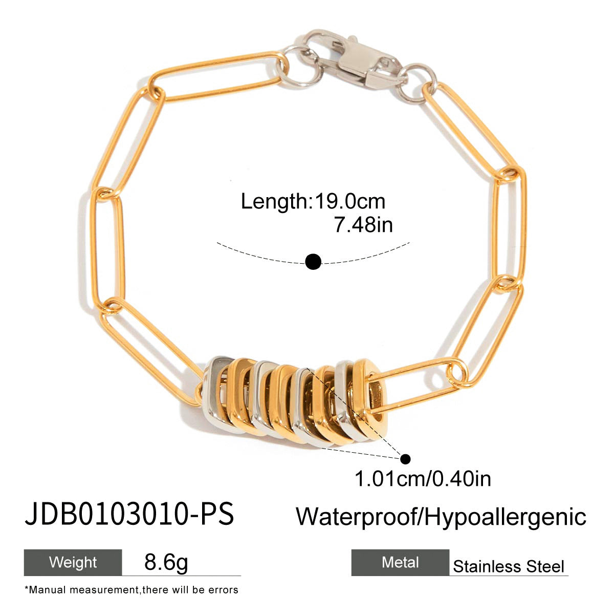 Wholesale  light luxury  18K gold stainless steel paper clip chain necklace