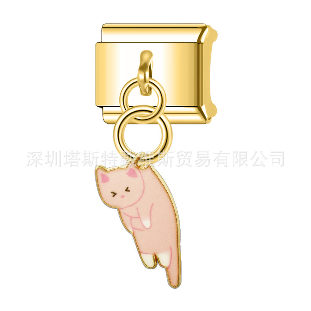 Wholesale 9mm Italian Charm Starter Bracelets DIY square Single Section Creative Stainless Steel Composable Bracelet