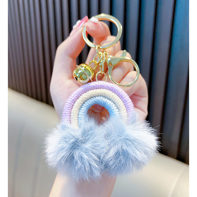 Wholesale Boho Braided Rainbow Pom Pom Keychain Lanyard Keychain Bohemian ACC-KC-WoAn004