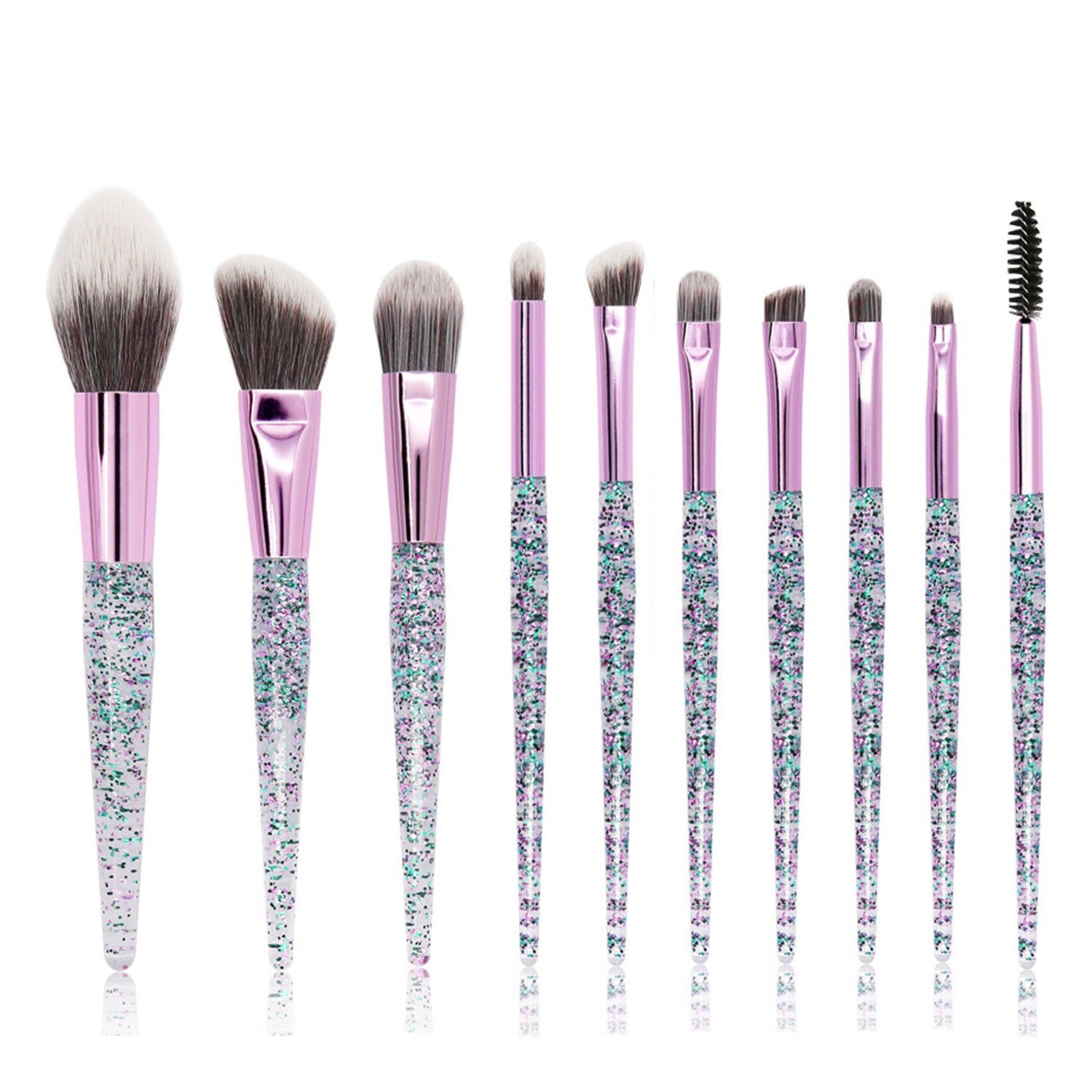 Wholesale Crystal Handle 10pcs/Set Makeup Brush Unicorn Scallion Powder Acrylic Makeup Brush