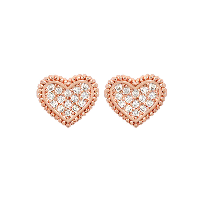 Wholesale Rose Gold Light Luxury  Peach Heart Earrings