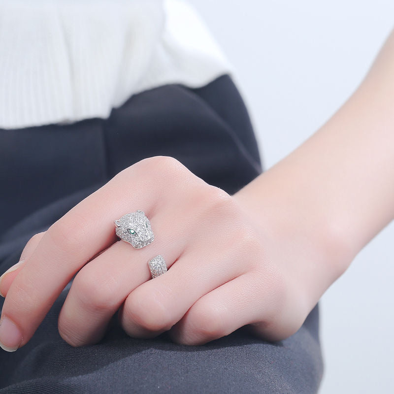 Wholesale Simple Geometric Open Ring Micro-inlaid Full Diamond Zircon Personality Open Ring