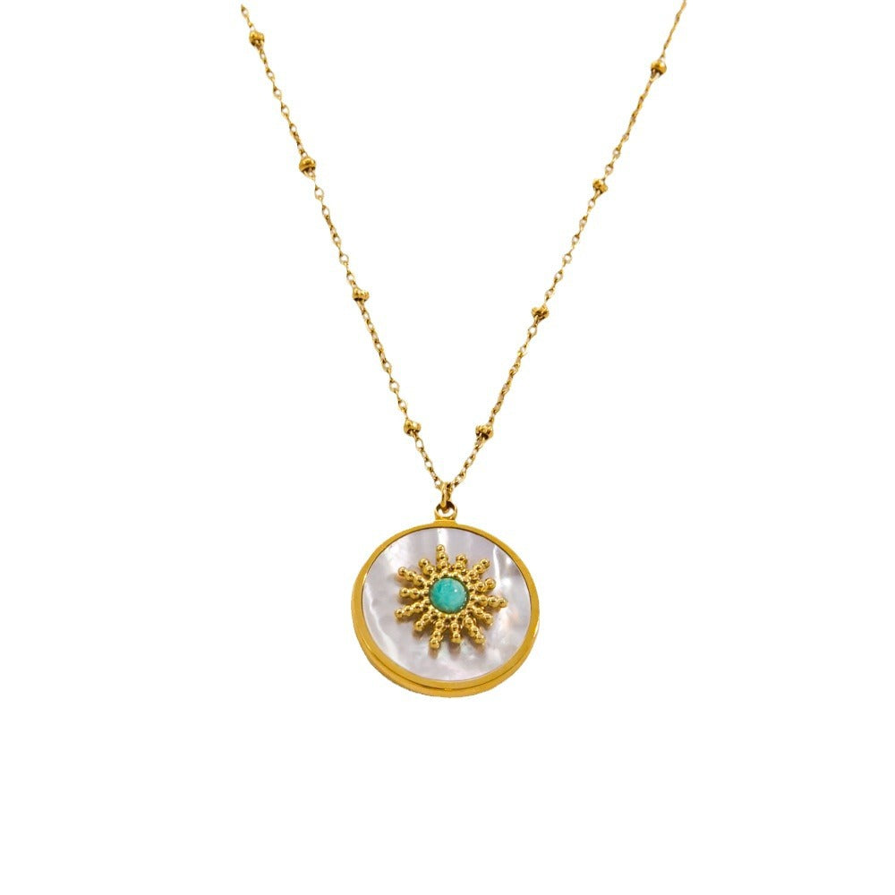 Wholesale Stainless Steel Jewelry Necklace Natural Stone  White Shell Handmade Chain