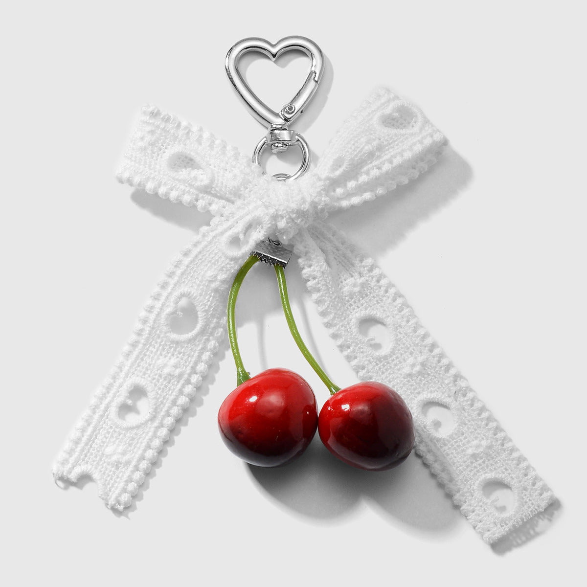 Wholesale Zinc alloy artificial pearl lace leopard print bowknot cherry keychain